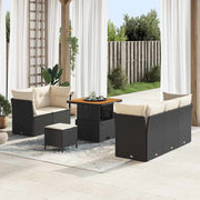 Tuinset poly rattan 8-delig zwart crème