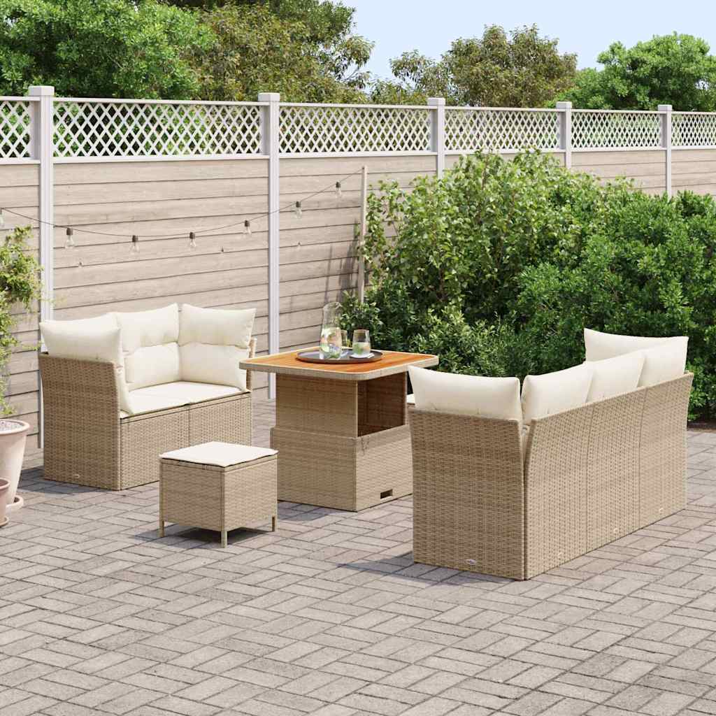 Tuin Sofa Set Met Kussen Met Opslag 8 Pcs En Crèmekleurig 80 cm tafellengte beige en crèmewit