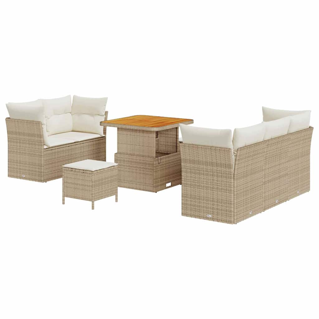 Tuin Sofa Set Met Kussen Met Opslag 8 Pcs En Crèmekleurig 80 cm tafellengte beige en crèmewit