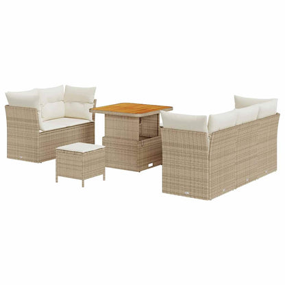 Tuin Sofa Set Met Kussen Met Opslag 8 Pcs En Crèmekleurig 80 cm tafellengte beige en crèmewit
