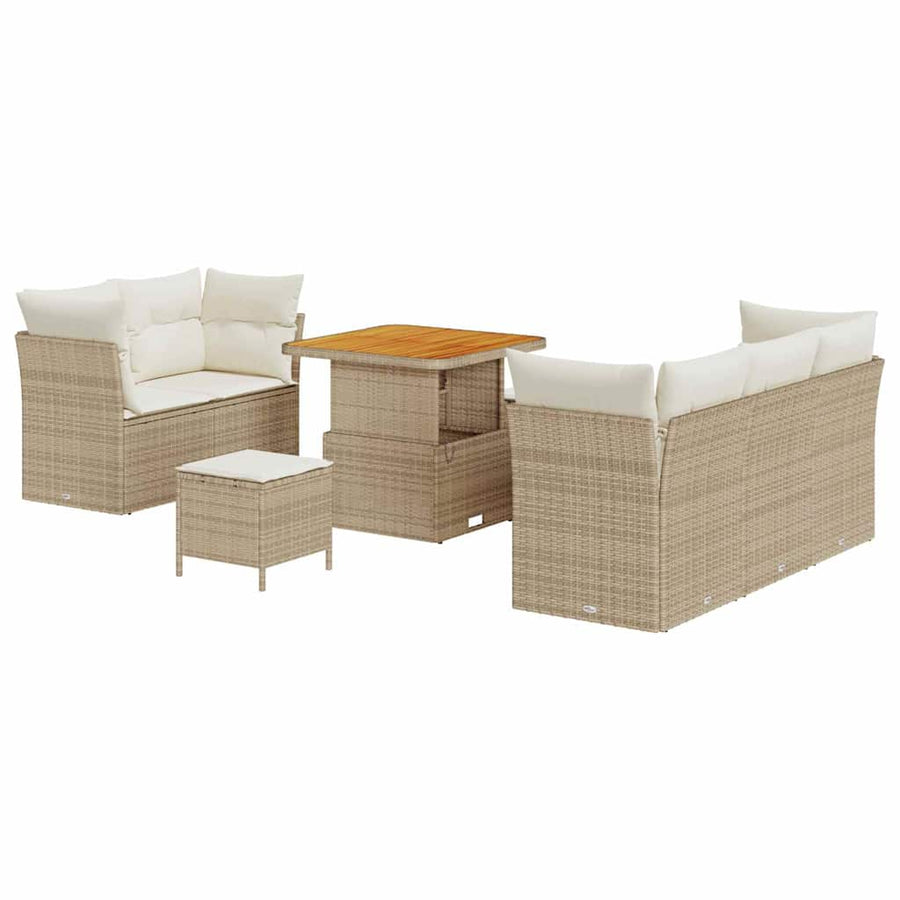Tuin Sofa Set Met Kussen Met Opslag 8 Pcs En Crèmekleurig 80 cm tafellengte beige en crèmewit