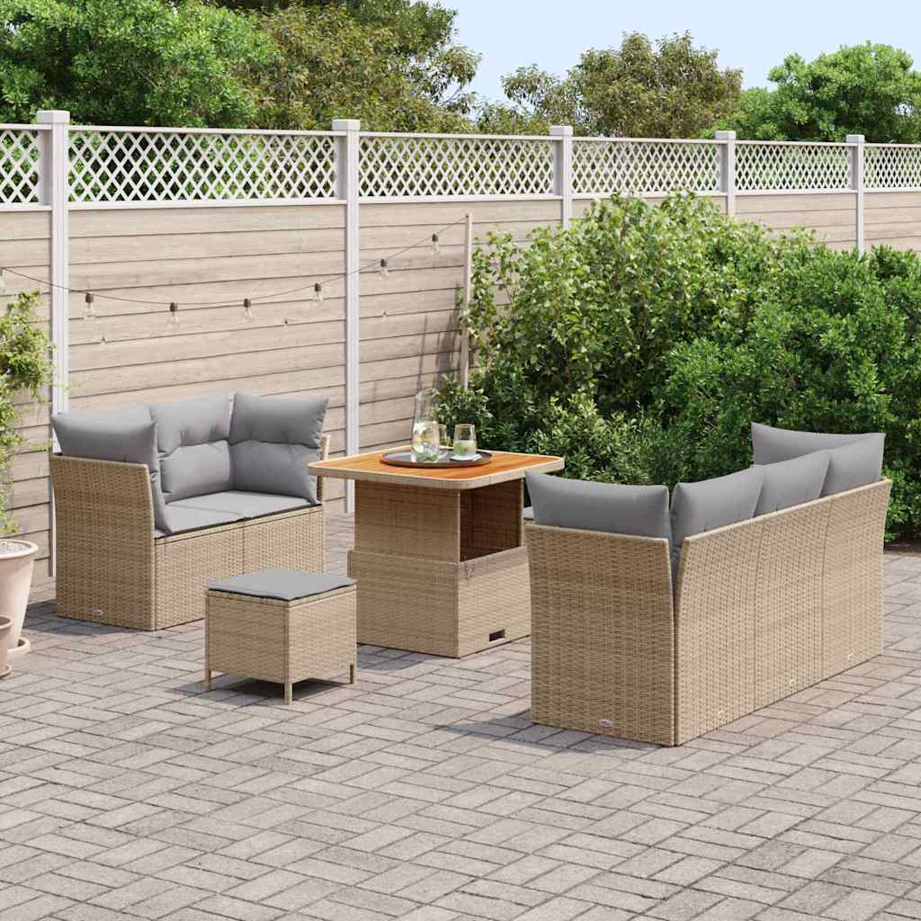 Tuin Sofa Set met kussen met opslag 8 pcs beige en lichtgrijs