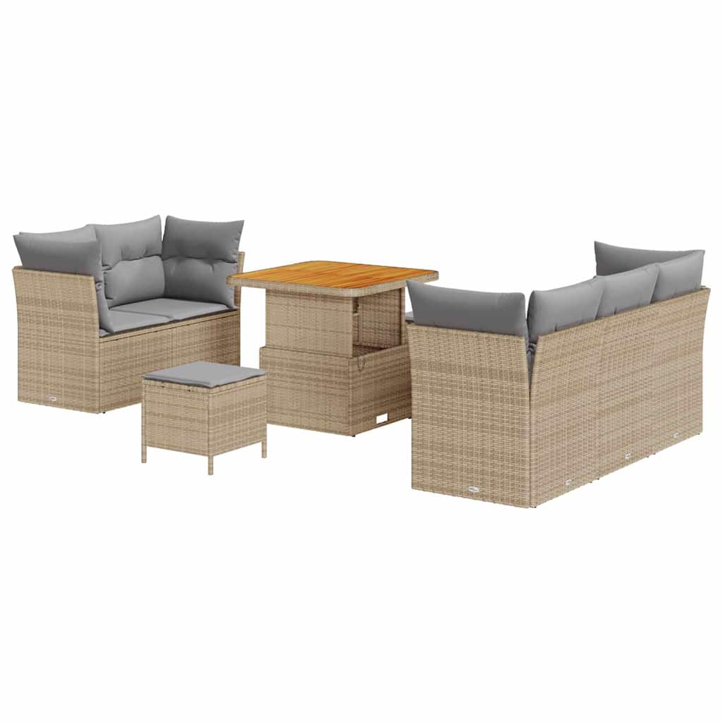 Tuin Sofa Set met kussen met opslag 8 pcs beige en lichtgrijs