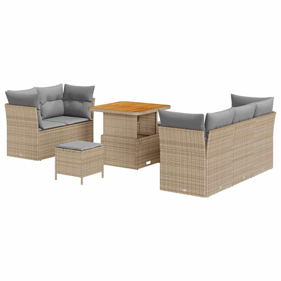 Tuin Sofa Set met kussen met opslag 8 pcs beige en lichtgrijs