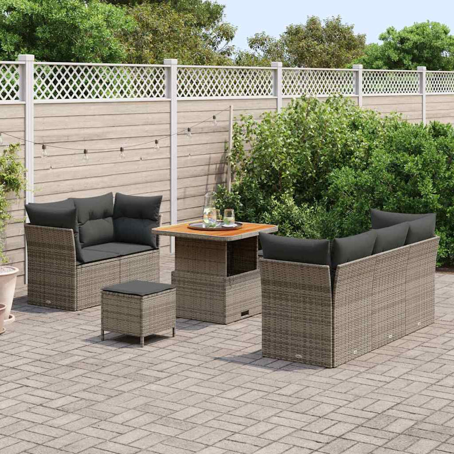 Tuin Sofa Set 8 pcs Grijs Poly riet en gepoedercoat staal