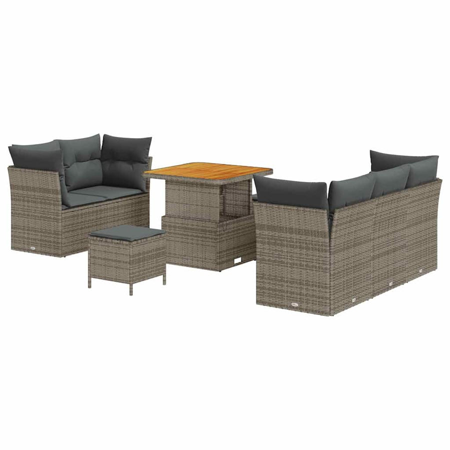 Tuin Sofa Set 8 pcs Grijs Poly riet en gepoedercoat staal