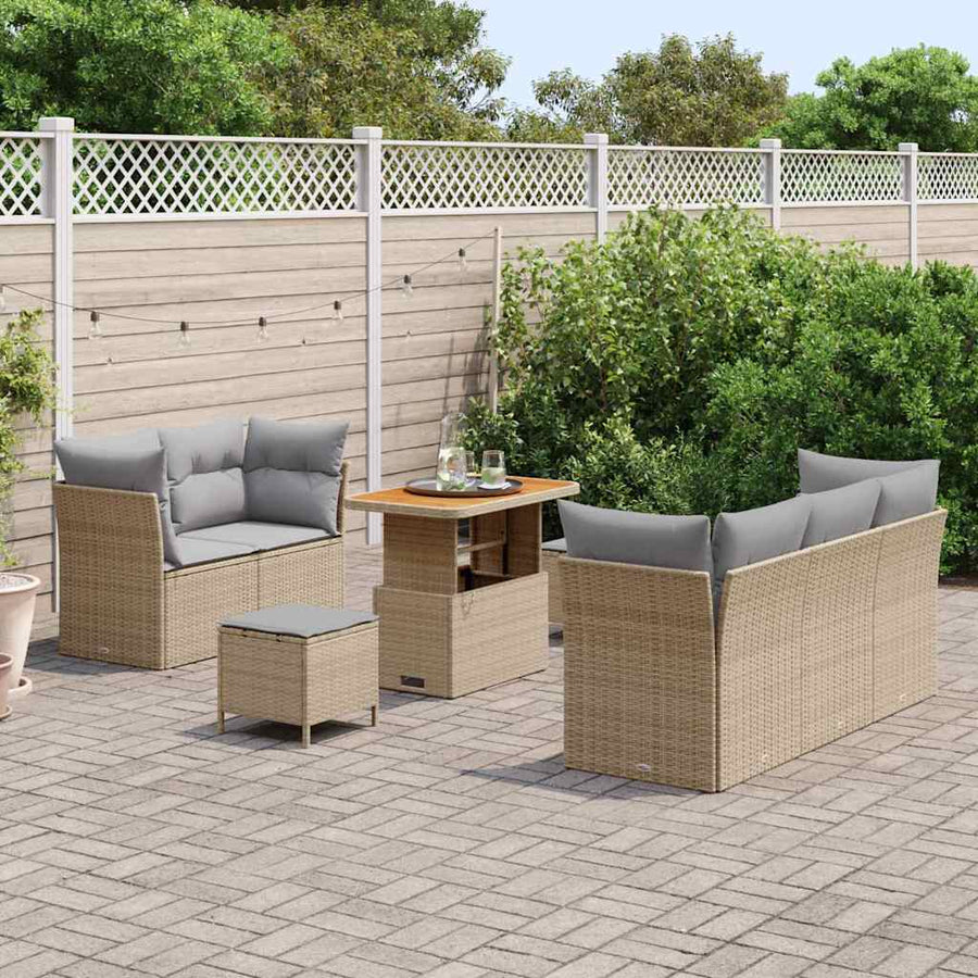 Tuin Sofa Set met kussen met opslag 8 pcs beige en lichtgrijs