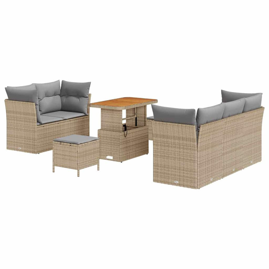Tuin Sofa Set met kussen met opslag 8 pcs beige en lichtgrijs