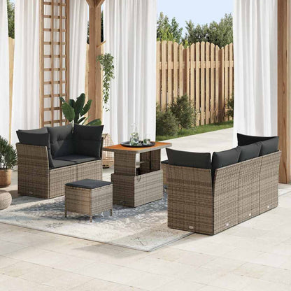Tuin Sofa Set 8 pcs Grijs Poly riet en gepoedercoat staal