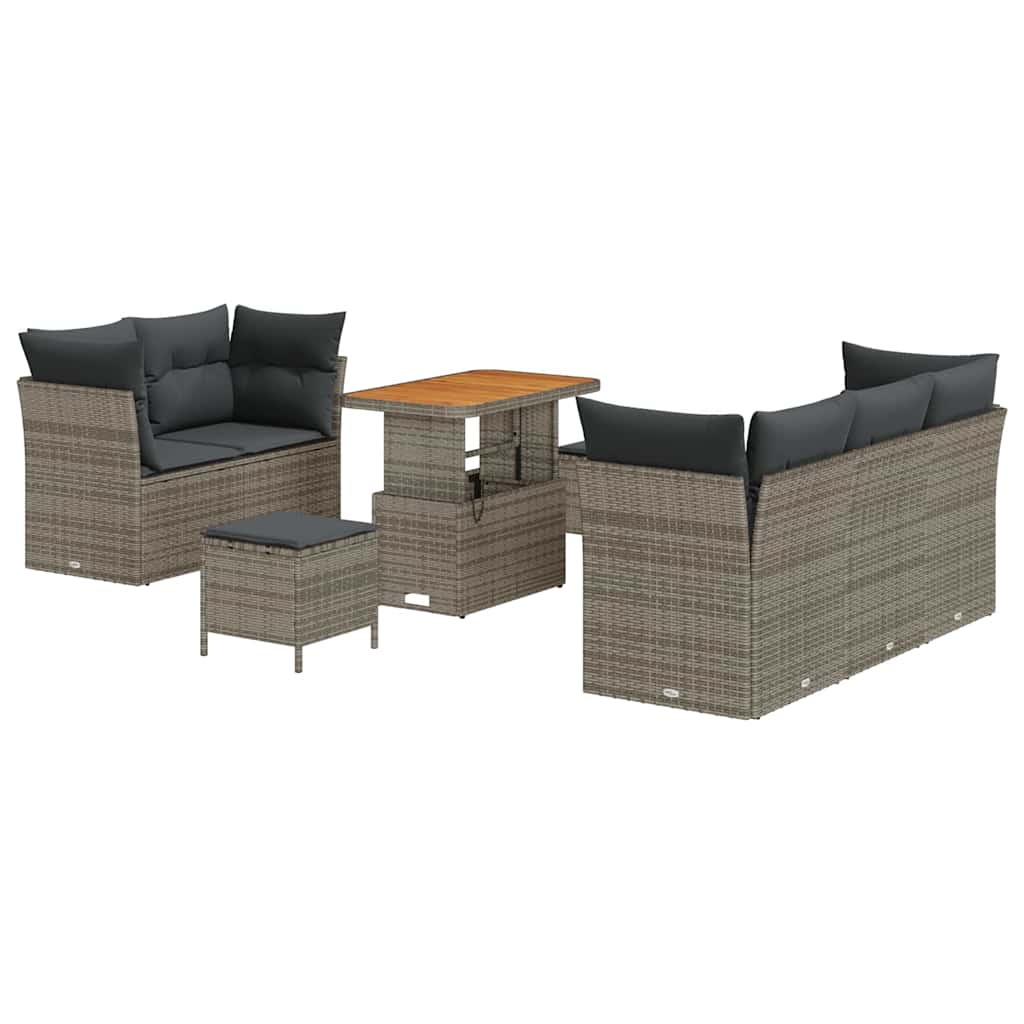 Tuin Sofa Set 8 pcs Grijs Poly riet en gepoedercoat staal