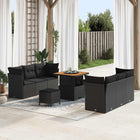 Tuinset poly rattan 9-delig zwart acaciahout