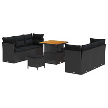 Tuin Sofa Set met kussen 9 pcs Zwart poly rattan