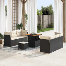 Tuin Sofa Set met kussen 9 pcs Zwart en Crème poly rattan