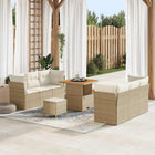 Tuinset poly rattan acaciahout 9-delig beige crème