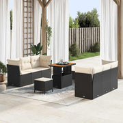 Tuinset poly rattan 9-delig zwart crème
