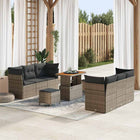 Tuin loungeset poly rattan grijs 9-delig