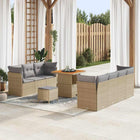 Loungeset 10-delig poly rattan beige lichtgrijs