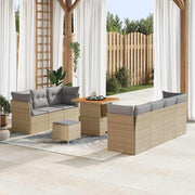 Loungeset 10-delig poly rattan beige lichtgrijs