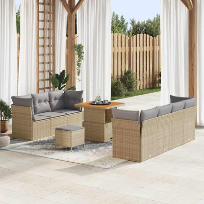 Tuin Sofa Set met kussen met opslag 10 pcs beige en lichtgrijs