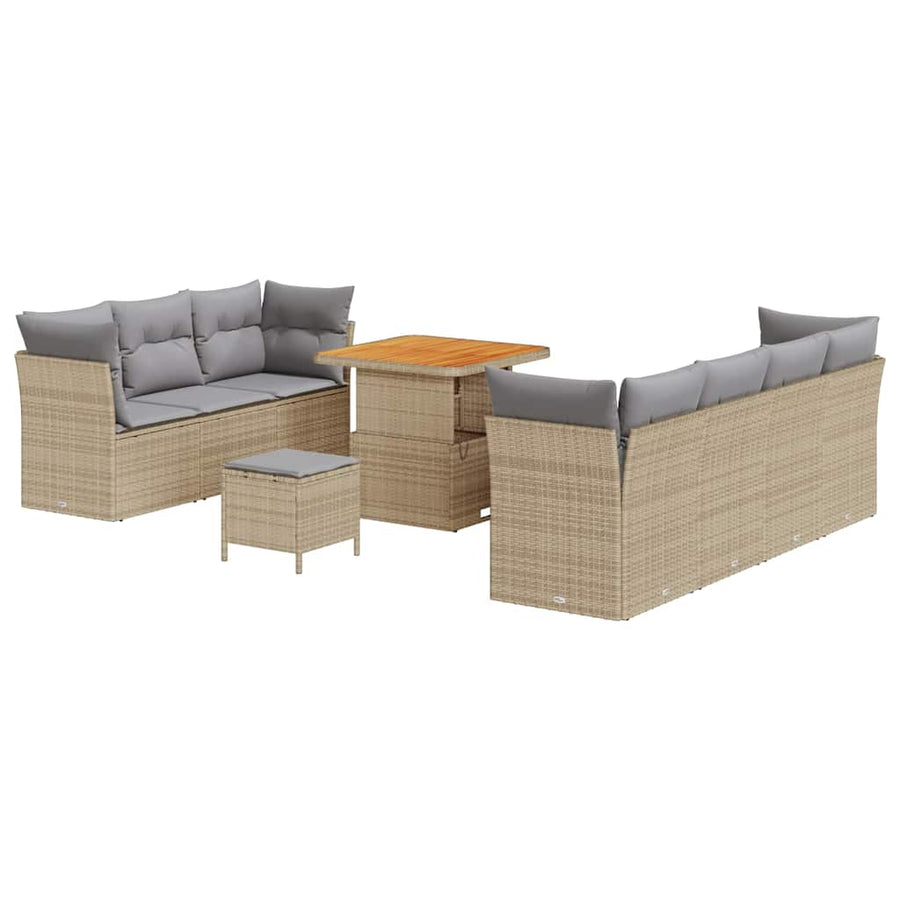 Tuin Sofa Set met kussen met opslag 10 pcs beige en lichtgrijs