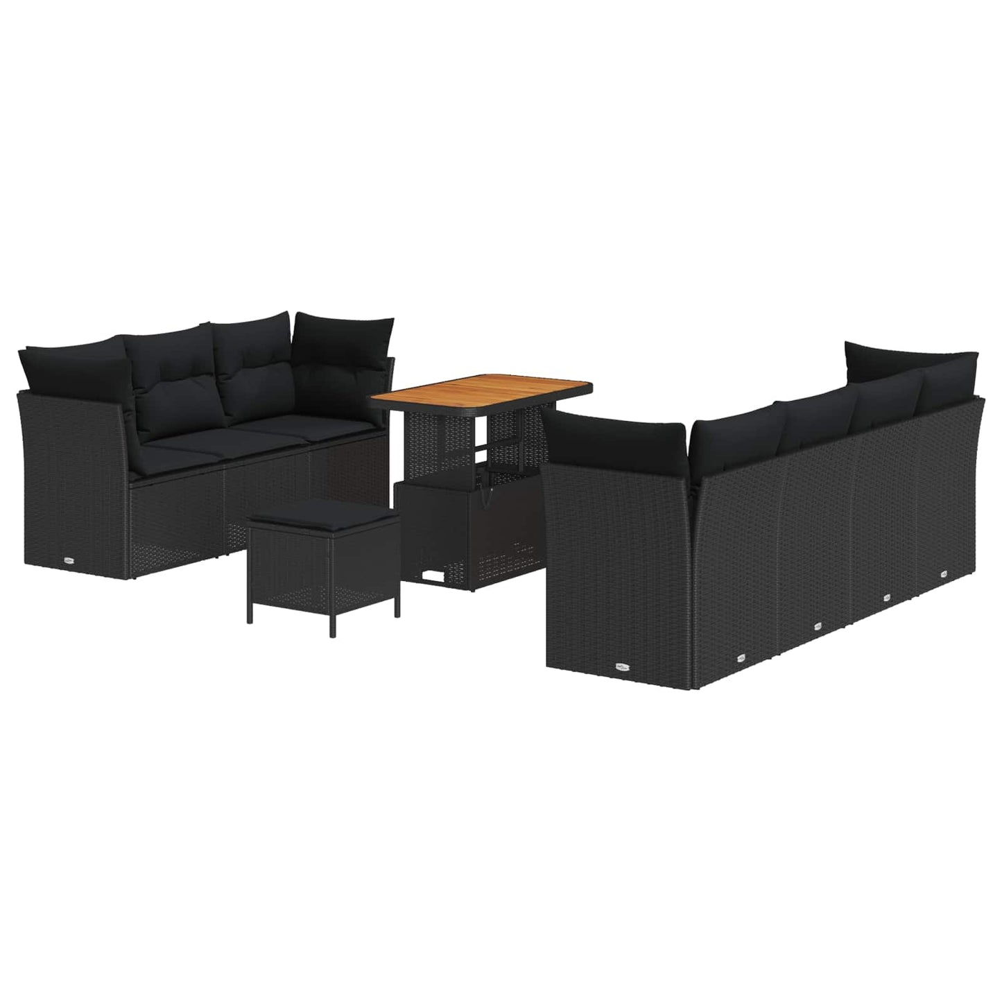 Tuin Sofa Set 10 pcs Zwart Poly rattan en gepoedercoat staal