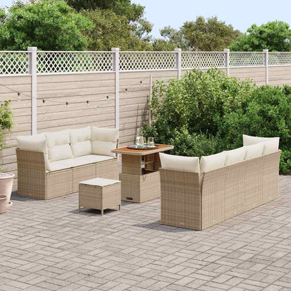 Tuin Sofa Set Met Kussen 10 Pcs En Crèmekleurig 90 cm tafellengte beige en crèmewit