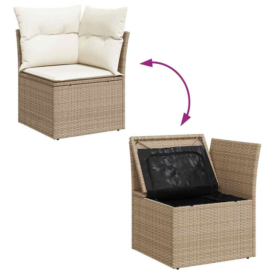 Tuin Sofa Set Met Kussen 10 Pcs En Crèmekleurig 90 cm tafellengte beige en crèmewit