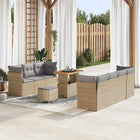 Tuin loungeset 10-delig beige lichtgrijs poly rattan