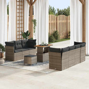 Tuinset poly rattan 10-delig grijs