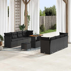 Tuin loungeset 11-delig zwart poly rattan acaciahout