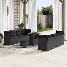 Tuin Sofa Set met kussen 11 pcs Zwart poly rattan