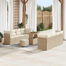 Tuin Sofa Set met kussen 11 pcs Beige en Crème poly rattan
