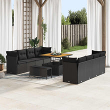 Tuin Sofa Set met kussen 11 pcs Zwart poly rattan