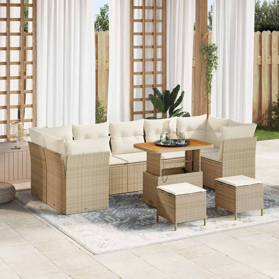 Tuin Sofa Set Met Kussen 10 Pcs En Crèmekleurig Beige Crèmewit