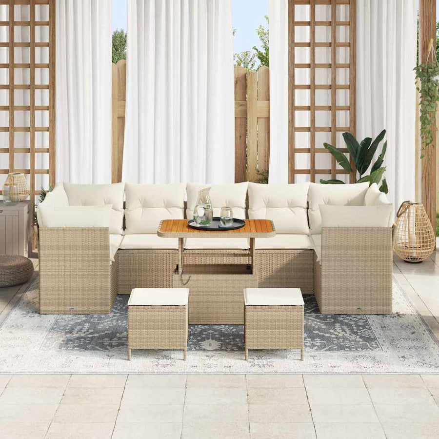 Tuin Sofa Set Met Kussen 10 Pcs En Crèmekleurig Beige Crèmewit