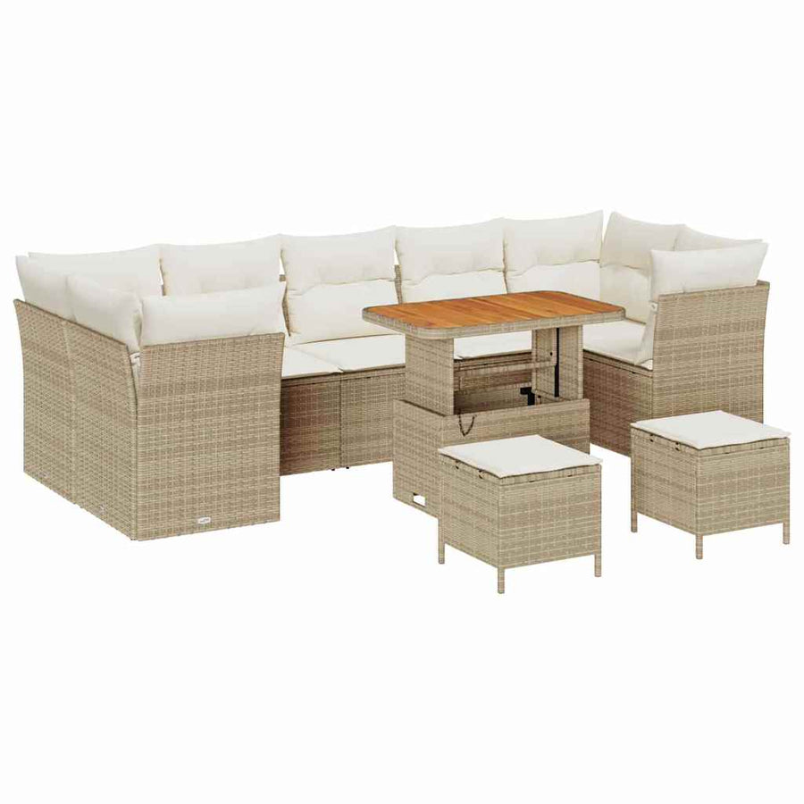 Tuin Sofa Set Met Kussen 10 Pcs En Crèmekleurig Beige Crèmewit
