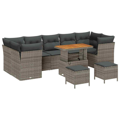 Tuin Sofa Set 10 pcs Grijs Poly rattan en gepoedercoat staal