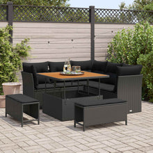 Tuin Sofa Set 8 pcs Zwart Poly riet en gepoedercoat staal
