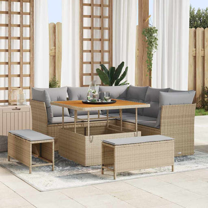 Tuin Sofa Set met kussen met opslag 8 pcs beige en lichtgrijs