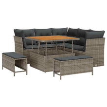 Tuin Sofa Set 8 pcs Grijs Poly riet en gepoedercoat staal
