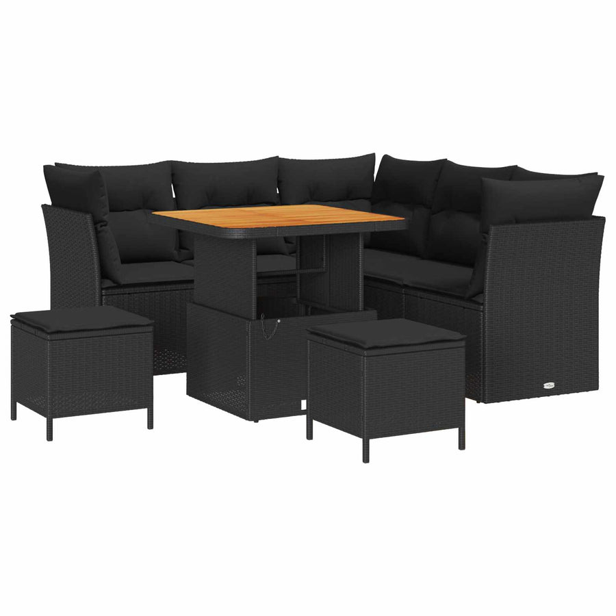 Tuin Sofa Set 8 pcs Zwart Poly riet en gepoedercoat staal