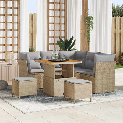 Tuin Sofa Set met kussen met opslag 8 pcs beige en lichtgrijs