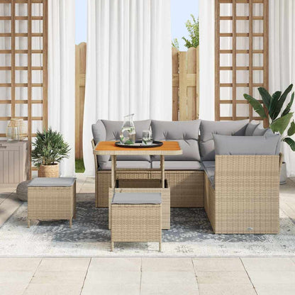 Tuin Sofa Set met kussen met opslag 8 pcs beige en lichtgrijs