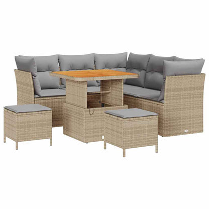 Tuin Sofa Set met kussen met opslag 8 pcs beige en lichtgrijs