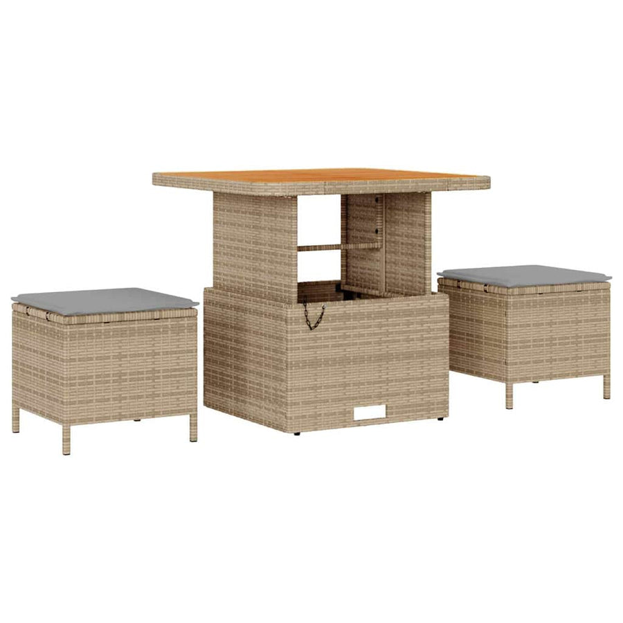 Tuin Sofa Set met kussen met opslag 8 pcs beige en lichtgrijs