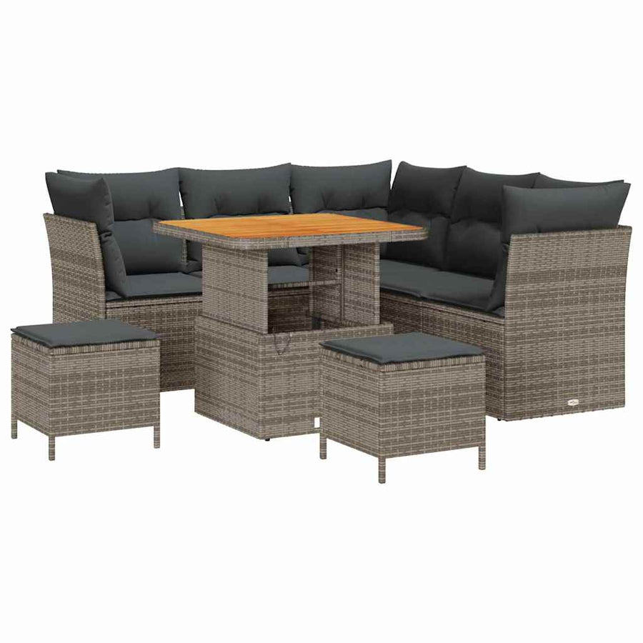 Tuin Sofa Set 8 pcs Grijs Poly riet en gepoedercoat staal