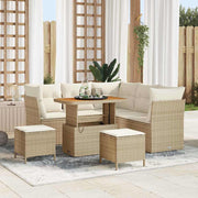 Tuin loungeset 8-delig beige crème poly rattan acaciahout
