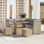 Garden Sofa Set with Cushions and Storage 8 pcs Beige and Light Grey