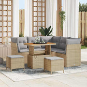 Loungeset 8-delig poly rattan acaciahout beige lichtgrijs