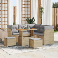 Tuin Sofa Set met kussen met opslag 8 pcs beige en lichtgrijs